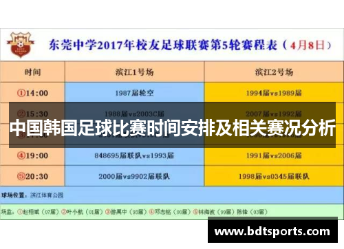中国韩国足球比赛时间安排及相关赛况分析